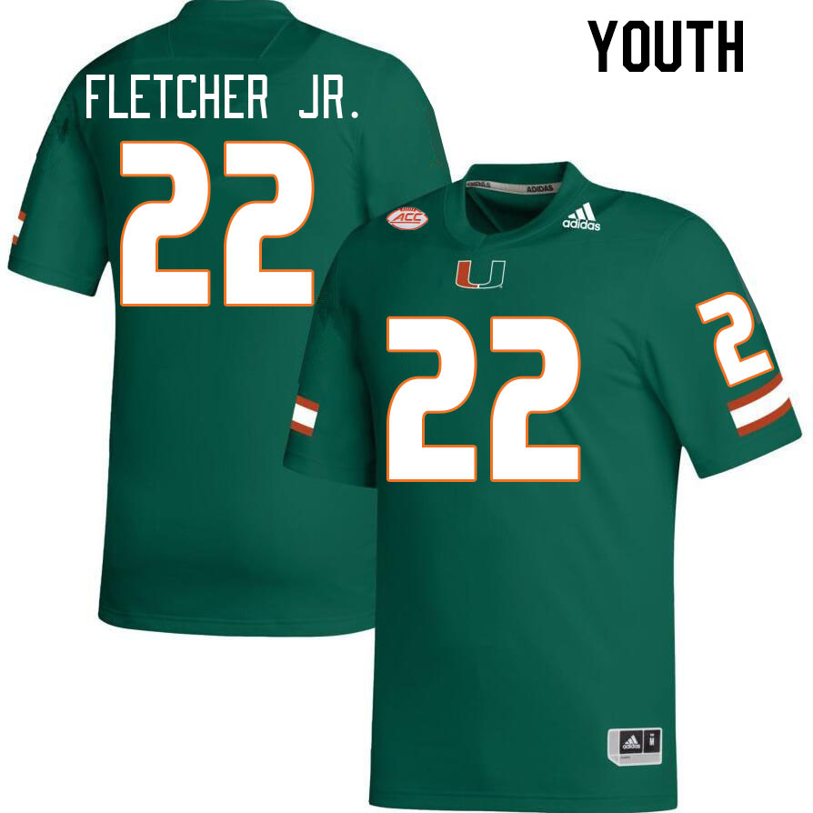 Youth #22 Mark Fletcher Jr. Miami Hurricanes College Football Jerseys Stitched Sale-Green